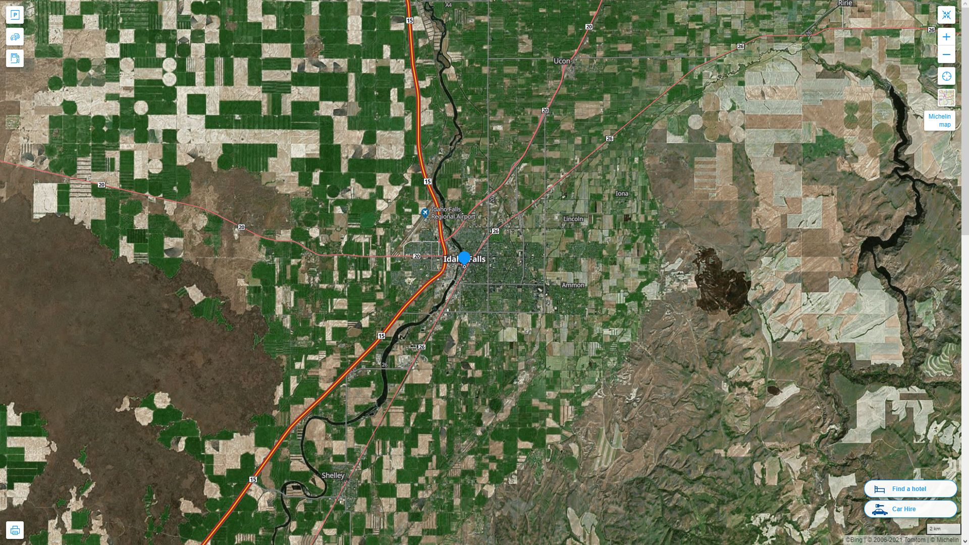idaho Falls idaho Highway and Road Map with Satellite View